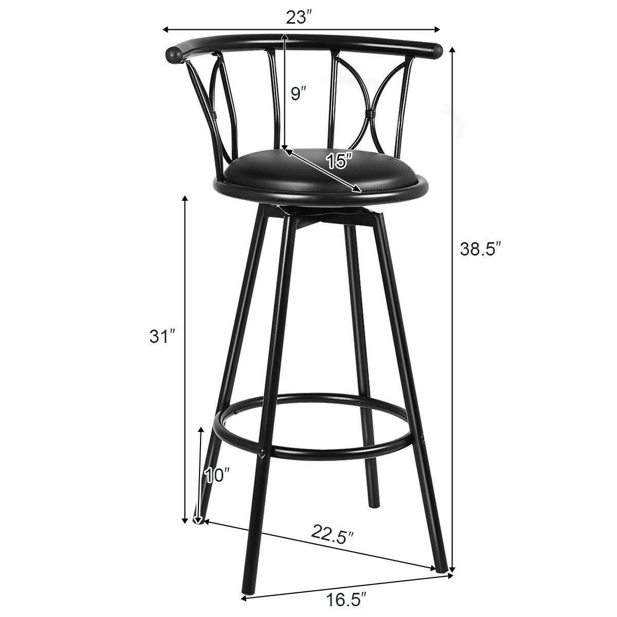 Bar Stool Swivel Black Metal