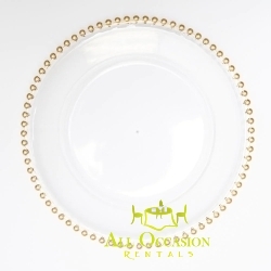 Gold Beaded Glass Charger Plate