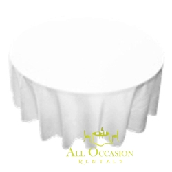132 inch Round Polyester Tablecloth White